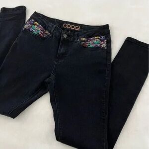 COOGI Embroidered Dark Wash Jeans with Colorful Details